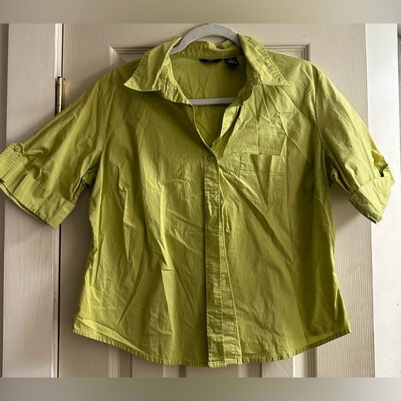 Lime Green Button-Up Shirt - Picture 1 of 7